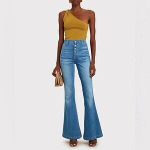Veronica Beard Sheridan Button Fly Bell Bottom Flare Jeans Lakeshore Size 29
